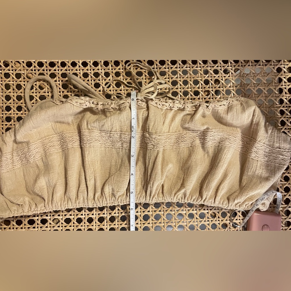 FREE People Ethereal Cream Boho Cropped Top New With Tags Size Medium - Picture 8 of 9